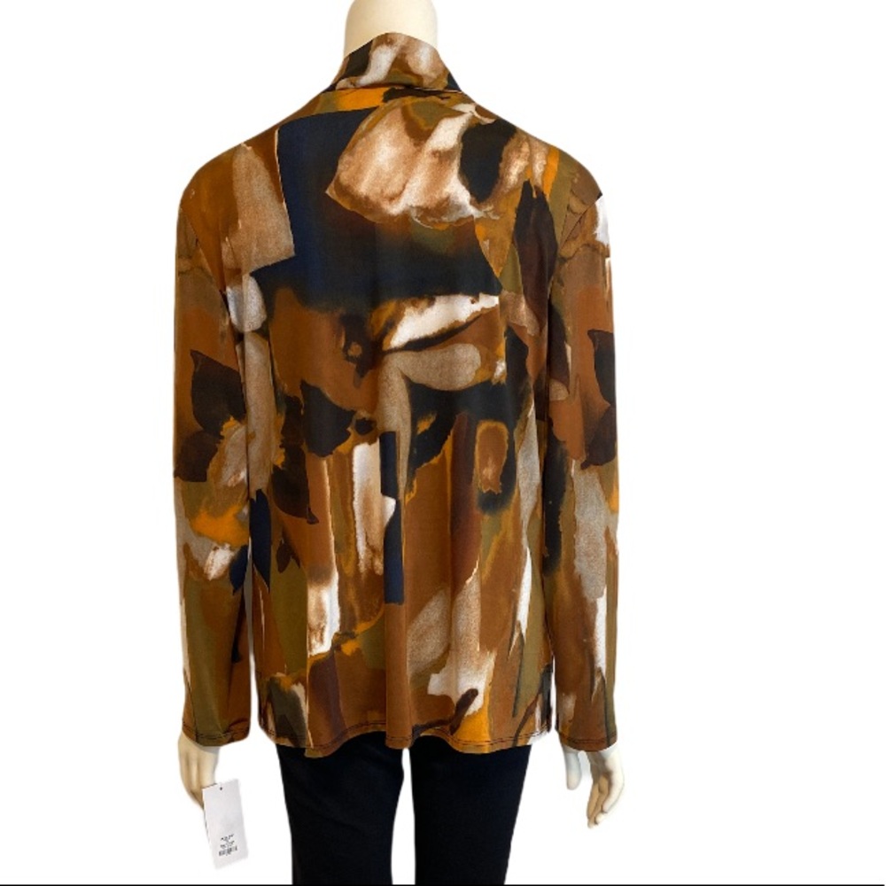 CARIBE Brown Black 1/4 Zip Long Sleeve Top 1X NWT - Picture 3 of 7